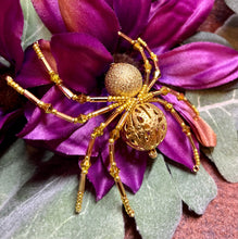 Load image into Gallery viewer, Gold Metal Filigree Beaded Spider
