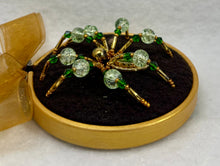 Load image into Gallery viewer, Vintage Cufflink Gold &amp; Seraphinite Stone on Brown 3 Inch Hoop Spider
