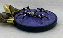 Load image into Gallery viewer, Vintage Cufflink Gold Lion on Purple 3 Inch Hoop Spider
