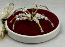 Load image into Gallery viewer, Vintage Cufflink Gold &amp; Mother of Pearl on Burgundy 3 Inch Hoop Spider
