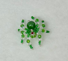 Load image into Gallery viewer, Hand Made Glass Green Floral Jumping Spider
