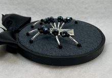 Load image into Gallery viewer, Vintage Silver Long Gun Cufflink on Grey 4 Inch Hoop Spider
