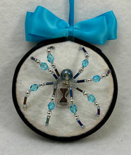 Load image into Gallery viewer, Vintage Cufflink Silver Hourglass on White 3 Inch Hoop Spider
