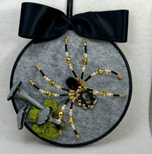 Load image into Gallery viewer, Vintage Cufflink Gold &amp; Black Roman Knight on Grey 6 Inch Hoop Spider
