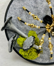 Load image into Gallery viewer, Vintage Cufflink Gold &amp; Black Roman Knight on Grey 6 Inch Hoop Spider
