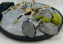 Load image into Gallery viewer, Vintage Cufflink Gold &amp; Black Roman Knight on Grey 6 Inch Hoop Spider
