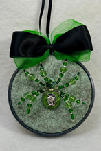Load image into Gallery viewer, Vintage Cufflink Silver Roman Knight on Green 3 Inch Hoop Spider
