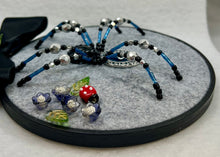 Load image into Gallery viewer, Vintage Cufflink Silver &amp; Blue Portrait on Grey 6 Inch Hoop Spider
