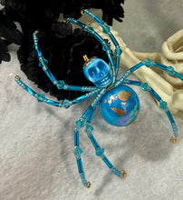 Load image into Gallery viewer, Beaded Light Blue Skull Spider
