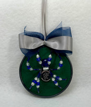 Load image into Gallery viewer, Vintage Metal Silver Lion Cufflink on Green 4 Inch Hoop Spider
