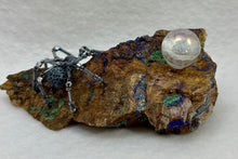 Load image into Gallery viewer, Malachite &amp; Azurite Display with Black Dragon Vein Spiderling
