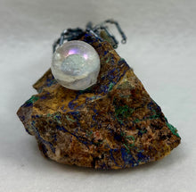 Load image into Gallery viewer, Malachite &amp; Azurite Display with Black Dragon Vein Spiderling

