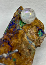 Load image into Gallery viewer, Malachite &amp; Azurite Display with Black Dragon Vein Spiderling
