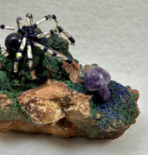 Load image into Gallery viewer, Malachite &amp; Azurite Display with Blue Goldstone Spiderling
