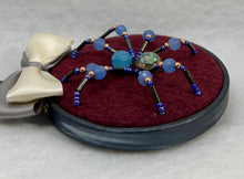 Load image into Gallery viewer, Vintage Cufflink Silver Opal on Burgundy 3 Inch Hoop Spider
