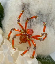 Load image into Gallery viewer, Beaded Orange Crackle Glass Spiderling
