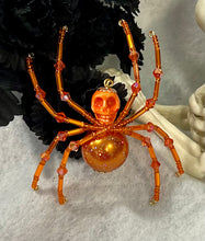 Load image into Gallery viewer, Beaded Orange Skull Spider
