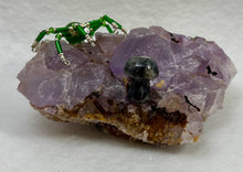 Load image into Gallery viewer, Purple Fluorite Display with Green Jade Spiderling

