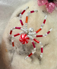 Load image into Gallery viewer, Beaded Peppermint Spiderling
