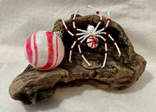 Load image into Gallery viewer, Beaded Peppermint Swirl Christmas Spider
