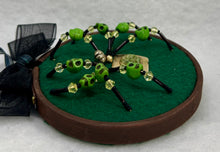 Load image into Gallery viewer, Vintage Cufflink Gold &amp; Peridot Chips on Green 3 Inch Hoop Spider
