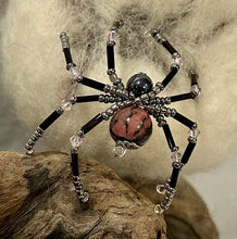 Load image into Gallery viewer, Beaded Pink Rhodonite Spiderling
