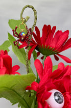 Load image into Gallery viewer, Red Daisy Eyeball Flower Pot with Purple Glass Mini Spider
