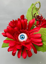 Load image into Gallery viewer, Red Daisy Eyeball Flower Pot with Purple Glass Mini Spider
