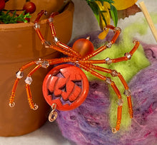 Load image into Gallery viewer, Beaded Jack O Lantern Spider
