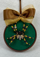Load image into Gallery viewer, Vintage Cufflink Gold &amp; Silver Rams Head on Green 3 Inch Hoop Spider
