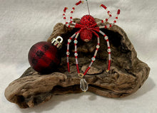 Load image into Gallery viewer, Beaded Red Sparkle Crystal Drop Christmas Spider
