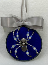 Load image into Gallery viewer, Vintage Silver Metal with Blue &amp; Clear Stones Cufflink on Blue 4 Inch Hoop Spider
