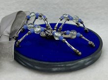 Load image into Gallery viewer, Vintage Silver Metal with Blue &amp; Clear Stones Cufflink on Blue 4 Inch Hoop Spider
