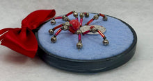 Load image into Gallery viewer, Vintage Cufflink Silver &amp; Red Cat's Eye on Blue 3 Inch Hoop Spider
