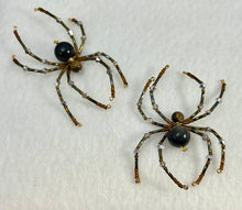 Load image into Gallery viewer, Beaded Silver Sheen Obsidian Spider
