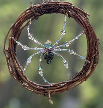 Load image into Gallery viewer, Hand Beaded Skull Crystal Sun Catcher Spider
