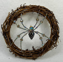 Load image into Gallery viewer, Hand Beaded Skull Crystal Sun Catcher Spider
