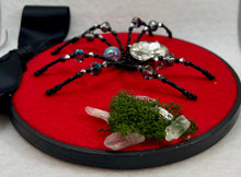 Load image into Gallery viewer, Large Cut Crystal Silver Bezel on Red 6 Inch Hoop Spider
