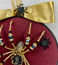 Load image into Gallery viewer, Vintage Cufflink Gold &amp; Black Roman Knight on Burgundy 6 Inch Hoop Spider
