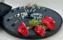 Load image into Gallery viewer, Vintage Cufflink Silver &amp; Blue Portrait on Dark Grey 6 Inch Hoop Spider
