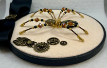 Load image into Gallery viewer, Vintage Cufflink Gold &amp; Black Glass on Cream 6 Inch Hoop Spider

