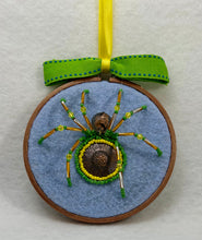 Load image into Gallery viewer, Vintage Copper Sunflower Cufflink on Light Blue 4 Inch Hoop Spider
