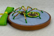 Load image into Gallery viewer, Vintage Copper Sunflower Cufflink on Light Blue 4 Inch Hoop Spider
