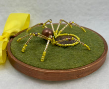 Load image into Gallery viewer, Vintage Copper Sunflower Cufflink on Olive 4 Inch Hoop Spider
