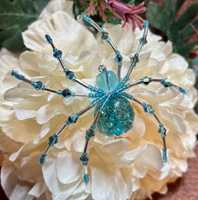 Load image into Gallery viewer, Teal Sparkle Beaded Spider
