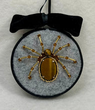 Load image into Gallery viewer, Vintage Cufflink Gold &amp; Tiger's Eye on Grey 3 Inch Hoop Spider

