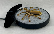 Load image into Gallery viewer, Vintage Cufflink Gold &amp; Tiger's Eye on Grey 3 Inch Hoop Spider
