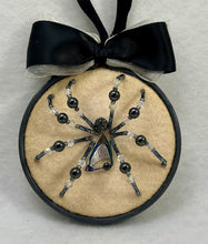 Load image into Gallery viewer, Vintage Cufflink Silver Emblem on Cream 3 Inch Hoop Spider
