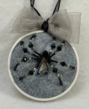 Load image into Gallery viewer, Vintage Cufflink Silver Emblem on Grey 3 Inch Hoop Spider
