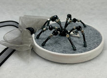 Load image into Gallery viewer, Vintage Cufflink Silver Emblem on Grey 3 Inch Hoop Spider
